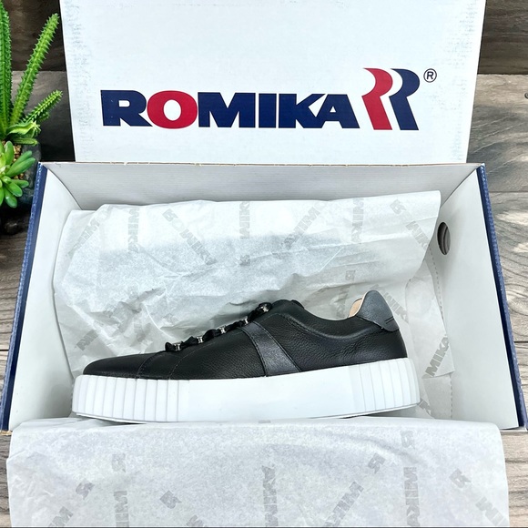 NIB Romika Montreal S 04 Black Leather Platform Low Top Sneaker 39 8-8.5 - Picture 10 of 12